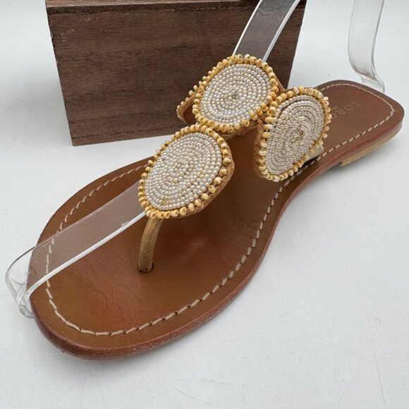 Torgeis Shoes - Torgeis New York Women's Helen Sandal woman size 8 leather seed bead thong